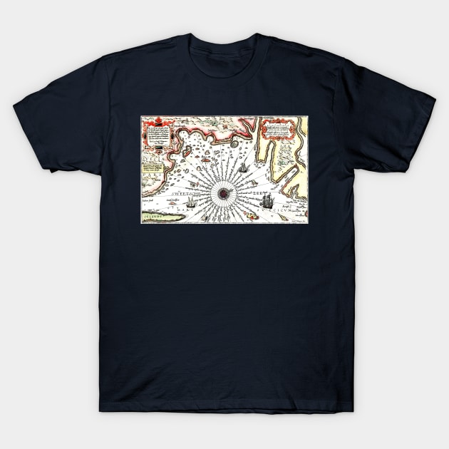 16th Century Map of Swedish Coastline T-Shirt by Pixelchicken